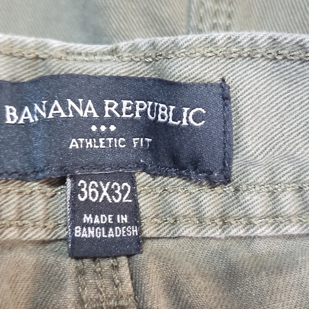 Banana Republic Athletic Fit Chino Pants Mens 36x32 Olive Green Cotton Casual